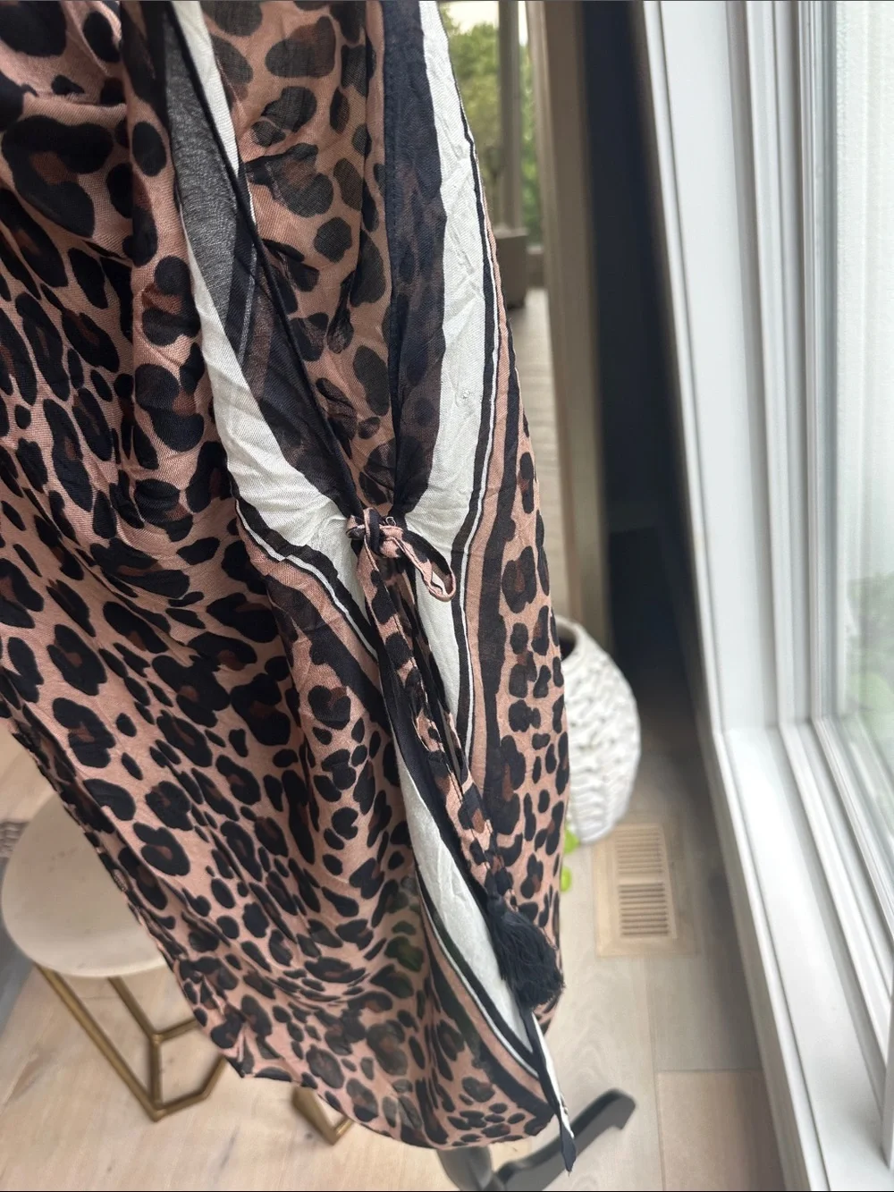 Leopard Print Open Front Kimono - Blush and Black
